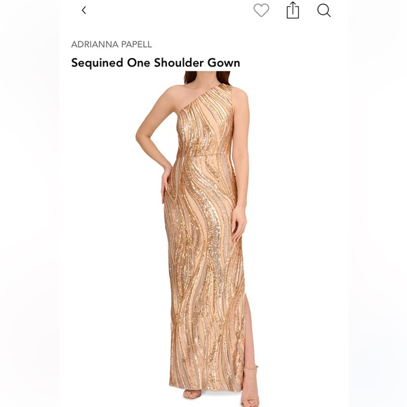 Adrianna Papell Sequined One Shoulder Gown